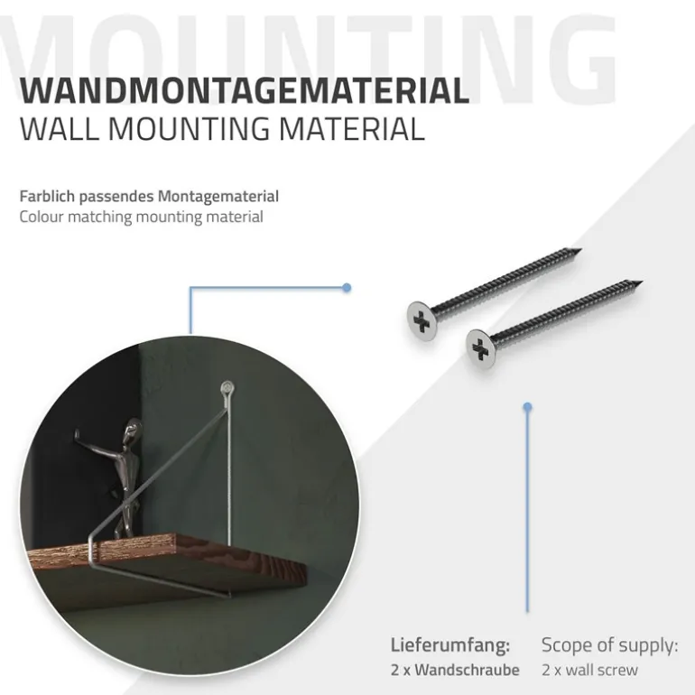 Wandkonsole Regalhalterung 2er Set 250 x 250 mm Silber aus Stahl ML-Design
