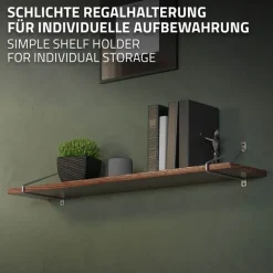 Wandkonsole Regalhalterung 2er Set 265 x 180 mm Grau aus Stahl ML-Design