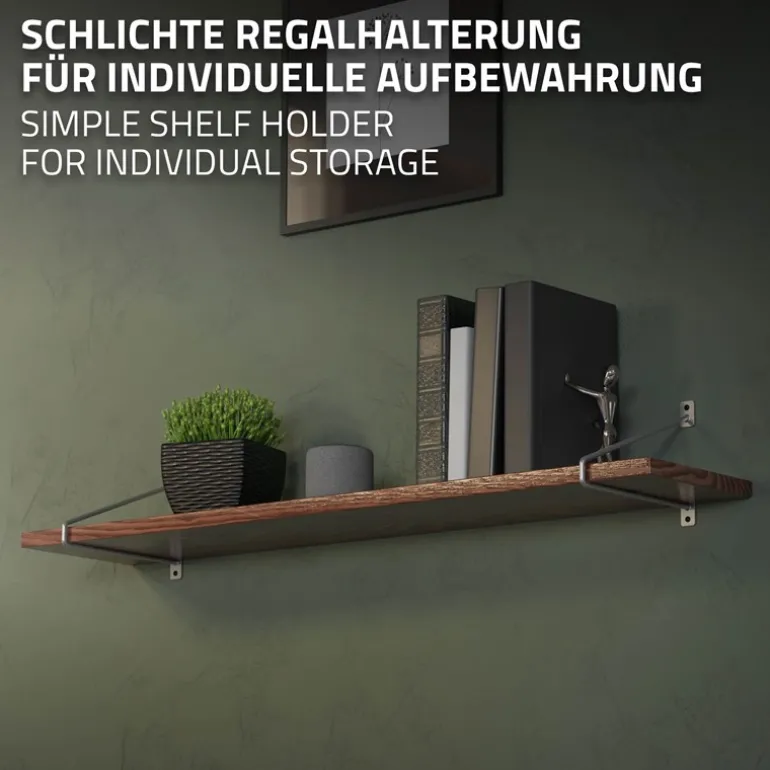 Wandkonsole Regalhalterung 2er Set 265 x 180 mm Grau aus Stahl ML-Design