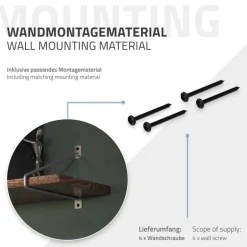 Wandkonsole Regalhalterung 2er Set 265 x 180 mm Grau aus Stahl ML-Design