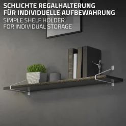 Wandkonsole Regalhalterung 2er Set 265 x 180 mm Weiß aus Stahl ML-Design