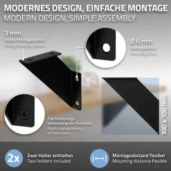 Wandkonsole Regalhalterung 2er Set 100 x100 mm Schwarz aus Stahl ML-Design