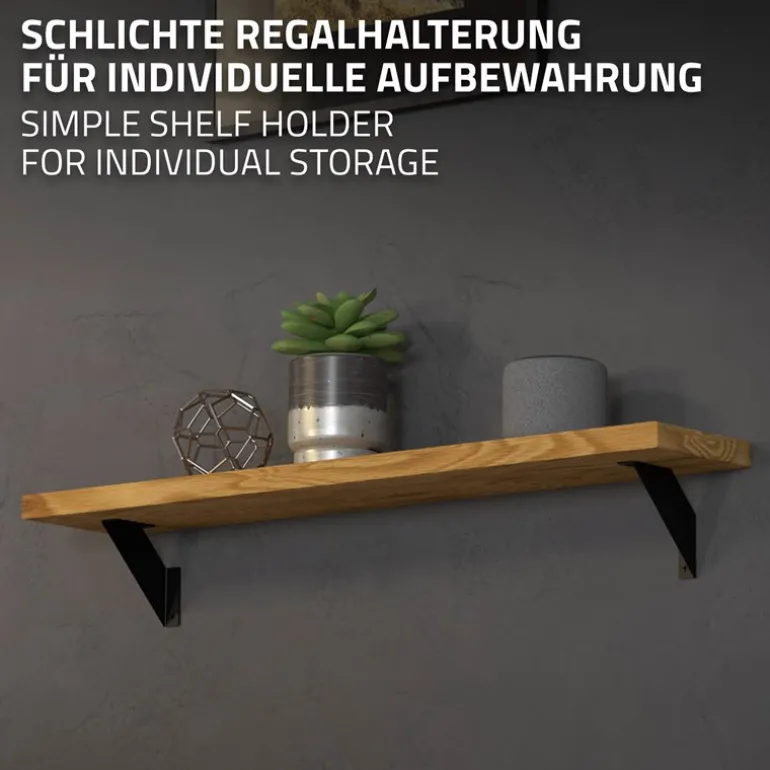 Wandkonsole Regalhalterung 2er Set 100 x100 mm Schwarz aus Stahl ML-Design