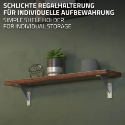 Wandkonsole Regalhalterung 2er Set 120 x 120 mm Silber aus Aluminium ML-Design