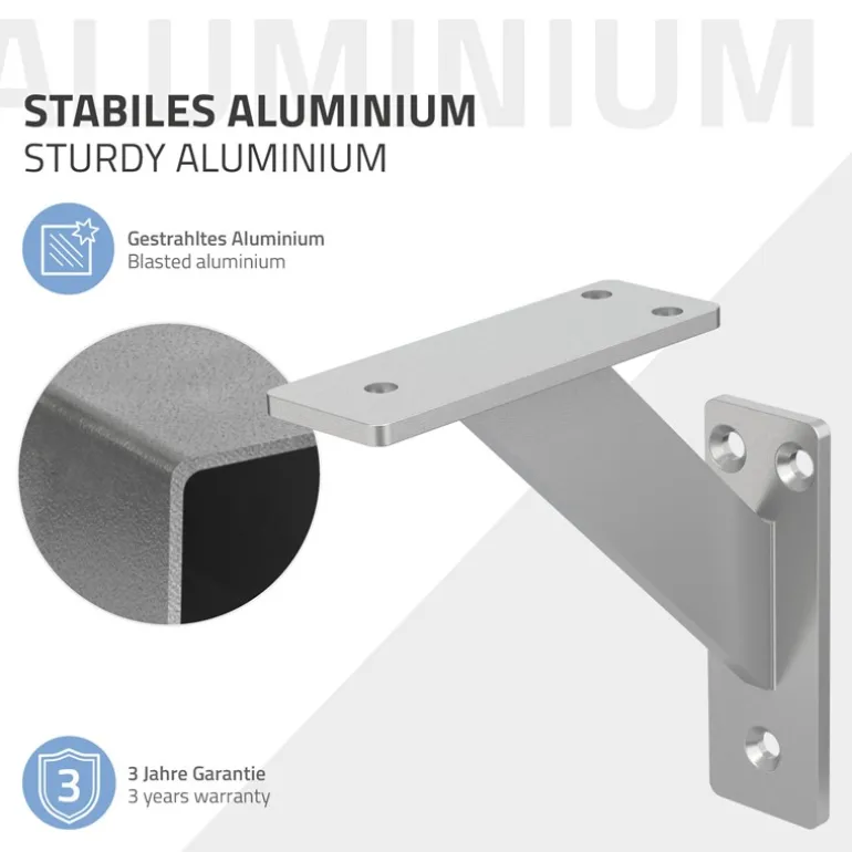 Wandkonsole Regalhalterung 2er Set 120 x 120 mm Silber aus Aluminium ML-Design