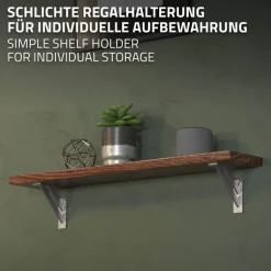 Wandkonsole Regalhalterung 2er Set 120 x 120 mm Silber aus Aluminium ML-Design