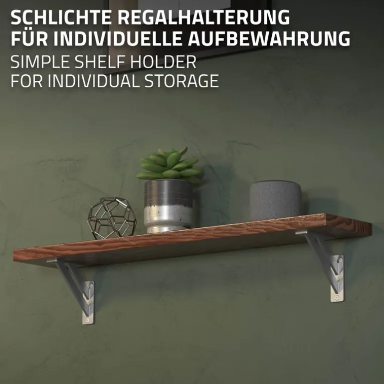 Wandkonsole Regalhalterung 2er Set 120 x 120 mm Silber aus Aluminium ML-Design