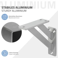 Wandkonsole Regalhalterung 2er Set 120 x 120 mm Silber aus Aluminium ML-Design