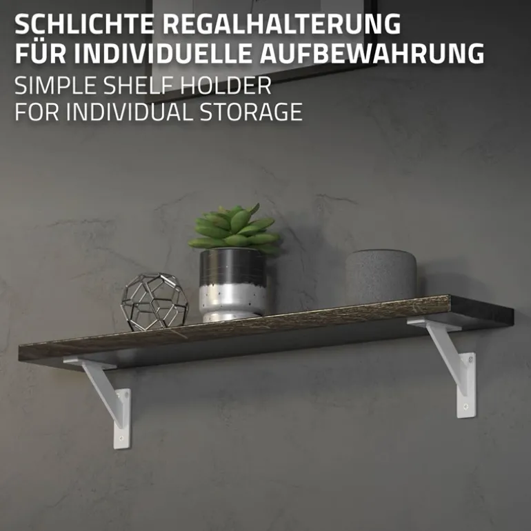 Wandkonsole Regalhalterung 2er Set 120 x 120 mm Weiß aus Aluminium ML-Design