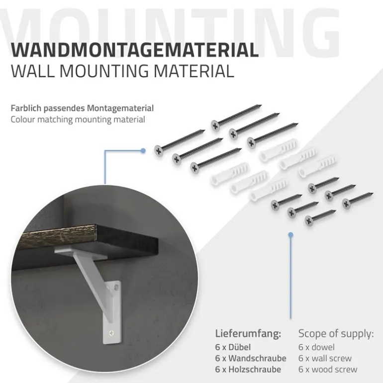 Wandkonsole Regalhalterung 2er Set 120 x 120 mm Weiß aus Aluminium ML-Design