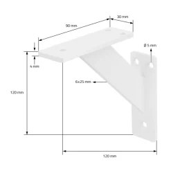 Wandkonsole Regalhalterung 2er Set 120 x 120 mm Weiß aus Aluminium ML-Design