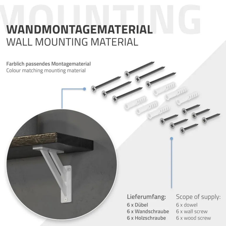 Wandkonsole Regalhalterung 2er Set 120 x 120 mm Weiß aus Aluminium ML-Design