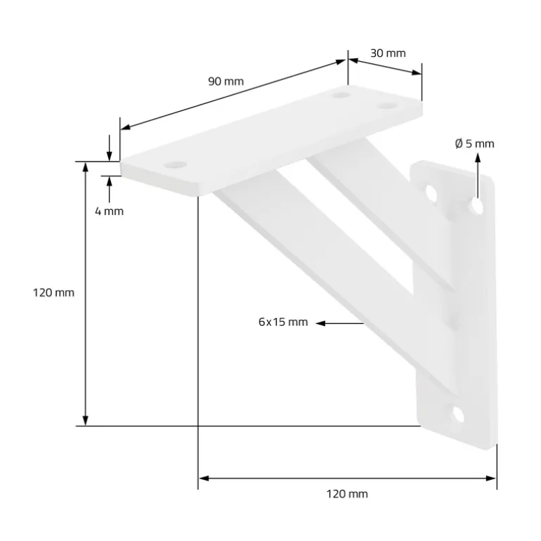 Wandkonsole Regalhalterung 2er Set 120 x 120 mm Weiß aus Aluminium ML-Design
