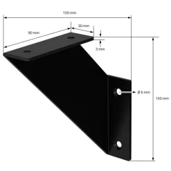 Wandkonsole Regalhalterung 2er Set 150 x 150 cm Schwarz aus Stahl ML-Design
