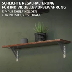 Wandkonsole Regalhalterung 2er Set 180 x 180 mm Silber aus Aluminium ML-Design