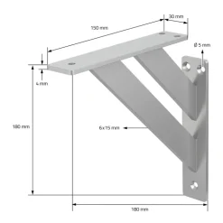 Wandkonsole Regalhalterung 2er Set 180 x 180 mm Silber aus Aluminium ML-Design