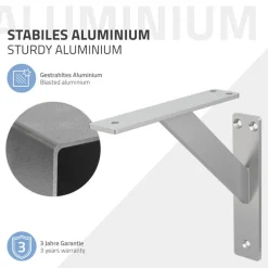 Wandkonsole Regalhalterung 2er Set 180 x 180 mm Silber aus Aluminium ML-Design