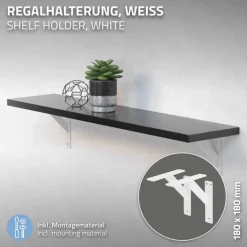 Wandkonsole Regalhalterung 2er Set 180 x 180 mm Weiß aus Aluminium ML-Design