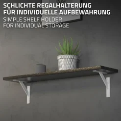 Wandkonsole Regalhalterung 2er Set 180 x 180 mm Weiß aus Aluminium ML-Design