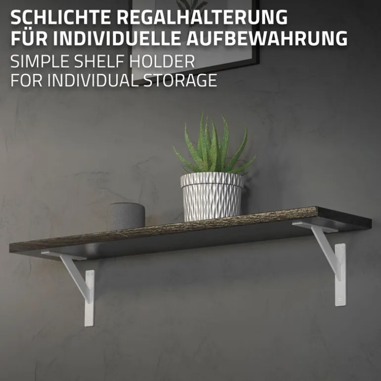 Wandkonsole Regalhalterung 2er Set 180 x 180 mm Weiß aus Aluminium ML-Design