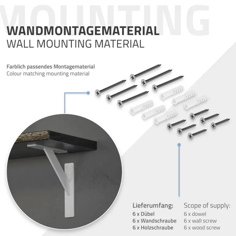 Wandkonsole Regalhalterung 2er Set 180 x 180 mm Weiß aus Aluminium ML-Design