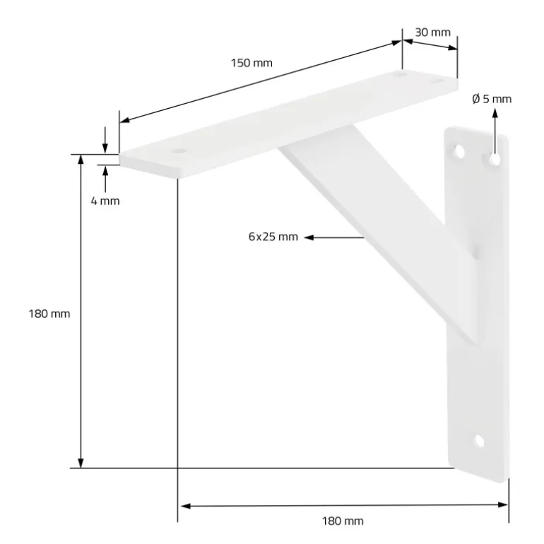 Wandkonsole Regalhalterung 2er Set 180 x 180 mm Weiß aus Aluminium ML-Design
