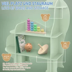 Wandregal fürs Kinderzimmer Dino mit Umfallschutz und abgerundet in Grün aus Holz Joyz