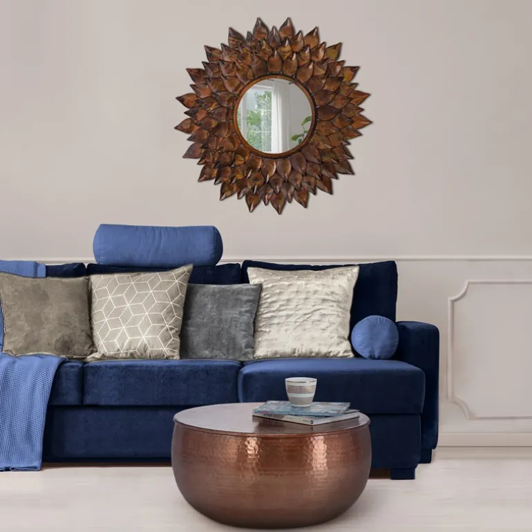 Wandspiegel Ø 73 cm Braun aus Glas mit Metallrahmen WOMO-Design