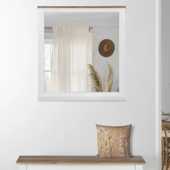 Wandspiegel Natur/Weiß 80x76 cm aus massivem Mangoholz WOMO-Design