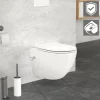 Wand-WC Hänge Toilette aus Keramik 49 cm lang Spülrandlos mit Bidet, Nanoversiegelung & Softclose Luxebath