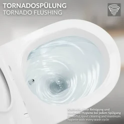 Wand-WC Hänge Toilette aus Keramik 49 cm lang Spülrandlos mit Bidet, Nanoversiegelung & Softclose Luxebath
