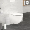 Wand-WC Hänge Toilette aus Keramik 49 cm lang Spülrandlos mit Nanoversiegelung & Softclose Luxebath