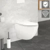 Wand-WC Hänge Toilette aus Keramik 49 cm lang Spülrandlos mit Nanoversiegelung & Softclose Luxebath