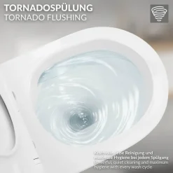 Wand-WC Hänge Toilette aus Keramik 49 cm lang Spülrandlos mit Nanoversiegelung & Softclose Luxebath