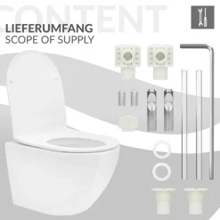 Wand-WC Hänge Toilette aus Keramik 49 cm lang Spülrandlos mit Softclose Luxebath