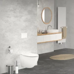 Wand-WC Hänge Toilette aus Keramik 49 cm lang Spülrandlos mit Softclose Luxebath