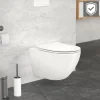 Wand-WC Hänge Toilette aus Keramik 52 cm lang Spülrandlos mit Nanoversiegelung& Softclose Luxebath
