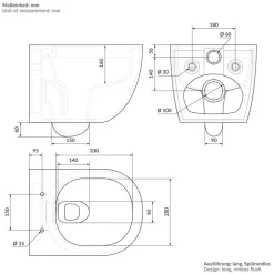 Wand-WC Hänge Toilette aus Keramik 52 cm lang Spülrandlos mit Nanoversiegelung& Softclose Luxebath