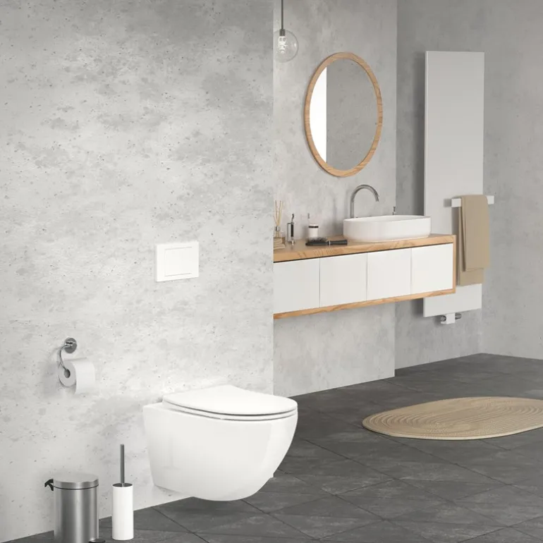 Wand-WC Hänge Toilette aus Keramik 52 cm lang Spülrandlos mit Nanoversiegelung& Softclose Luxebath