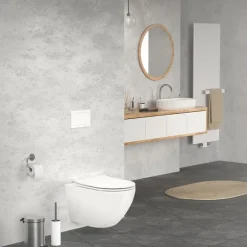 Wand-WC Hänge Toilette aus Keramik 52 cm Spülrandlos mit Softclose LuxeBath