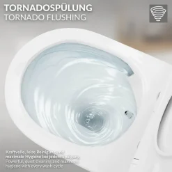 Wand-WC Hänge Toilette aus Keramik 54 cm lang Spülrandlos mit Bidet & Softclose Luxebath