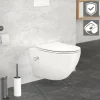 Wand-WC Hänge Toilette aus Keramik 54 cm lang Spülrandlos mit Bidet, Nanoversiegelung & Softclose Luxebath