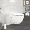 Wand-WC Hänge Toilette aus Keramik 54 cm lang Spülrandlos mit Bidet, Nanoversiegelung & Softclose Luxebath