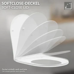 Wand-WC Hänge Toilette aus Keramik 54 cm lang Spülrandlos mit Bidet, Nanoversiegelung & Softclose Luxebath