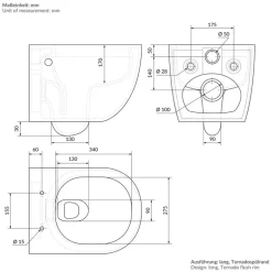 Wand-WC Hänge Toilette aus Keramik 54 cm lang Spülrandlos mit Nanoversiegelung & Softclose Luxebath
