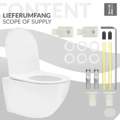 Wand-WC Hänge Toilette aus Keramik 54 cm lang Spülrandlos mit Softclose Luxebath