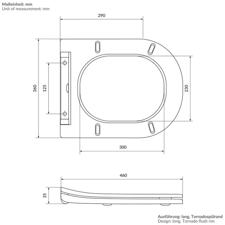 Wand-WC Hänge Toilette aus Keramik 54 cm lang Spülrandlos mit Softclose Luxebath