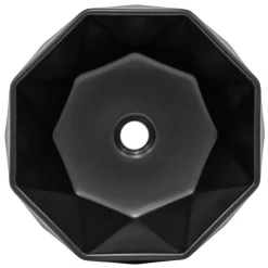 Waschbecken Diamantform ohne Überlauf Ø 42x13,5 cm Schwarz aus Keramik ML-Design