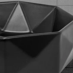 Waschbecken Diamantform ohne Überlauf Ø 42x13,5 cm Schwarz aus Keramik ML-Design