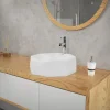 Waschbecken Diamantform ohne Überlauf Ø 42x13,5 cm Weiß aus Keramik ML-Design